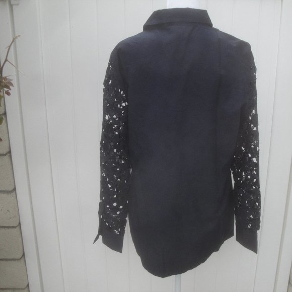 Banana Republic Blouse Lace Long Sleeve Preppy Classic Cotton Petite Large - Picture 6 of 6